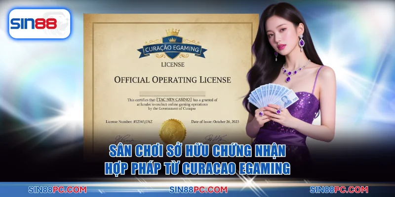 Giấy phép SIN88 2 Sân chơi sở hữu chứng nhận hợp pháp từ Curaçao eGaming
